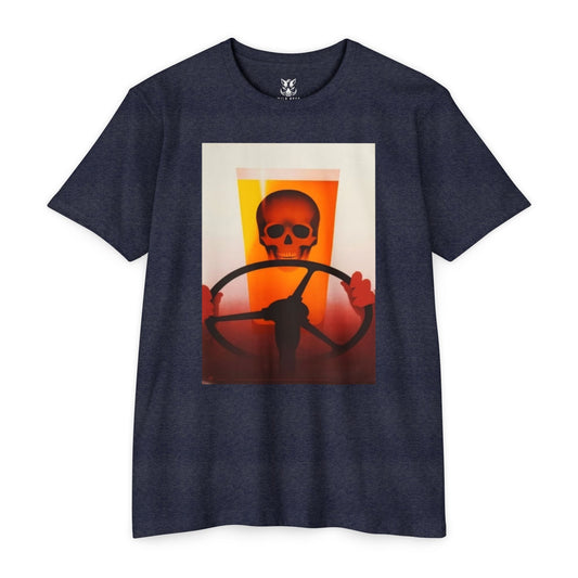 Skull Behind the Wheel T‑Shirt — Retro Sunset Driver Graphic Tee