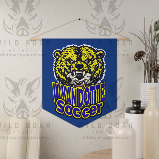 Wyandotte Soccer Pennant — Fierce Bear Mascot Wall Banner