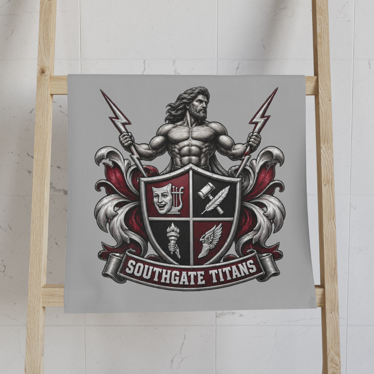 Southgate Titans Hand Towel — Vintage Shield & Trident Sports Team Crest