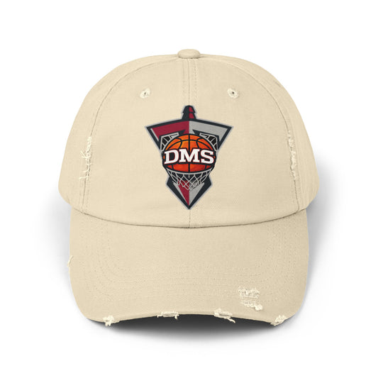 Distressed DMS Basketball Cap — Vintage Worn Dad Hat for Fans