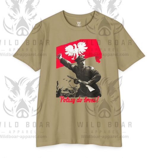 T-Shirt — Polish Resistance ‘Potęga do frontu!’ Flag Soldier Graphic