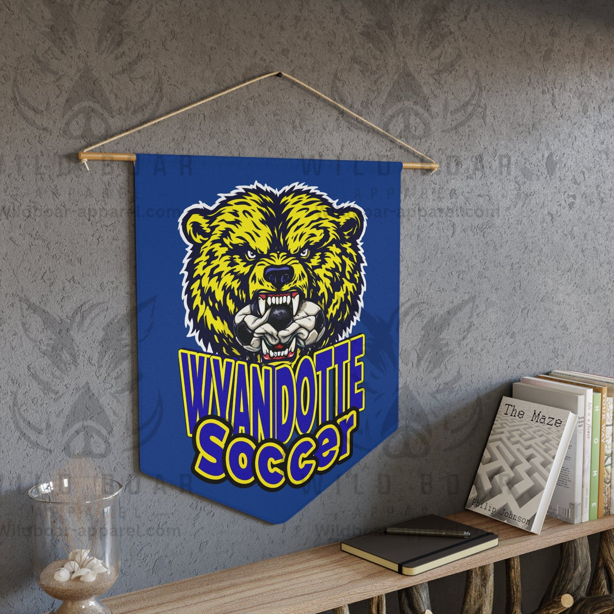 Wyandotte Soccer Pennant — Fierce Bear Mascot Wall Banner