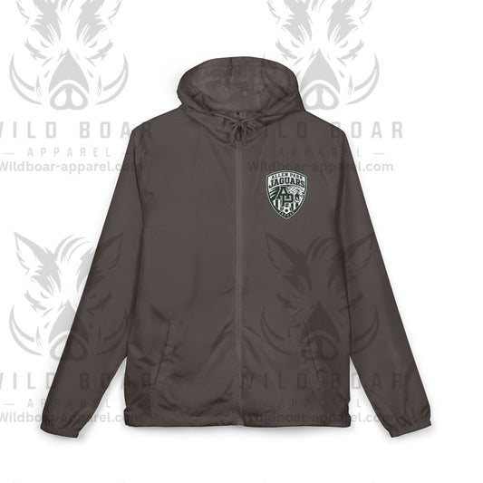 Windbreaker Jacket — Allen Park Soccer Crest Logo Windbreaker, Lightweight White Hooded Shell