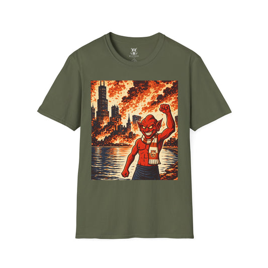T-Shirt — Nain Rouge with Cityscape (Vintage Apocalyptic Vibe)