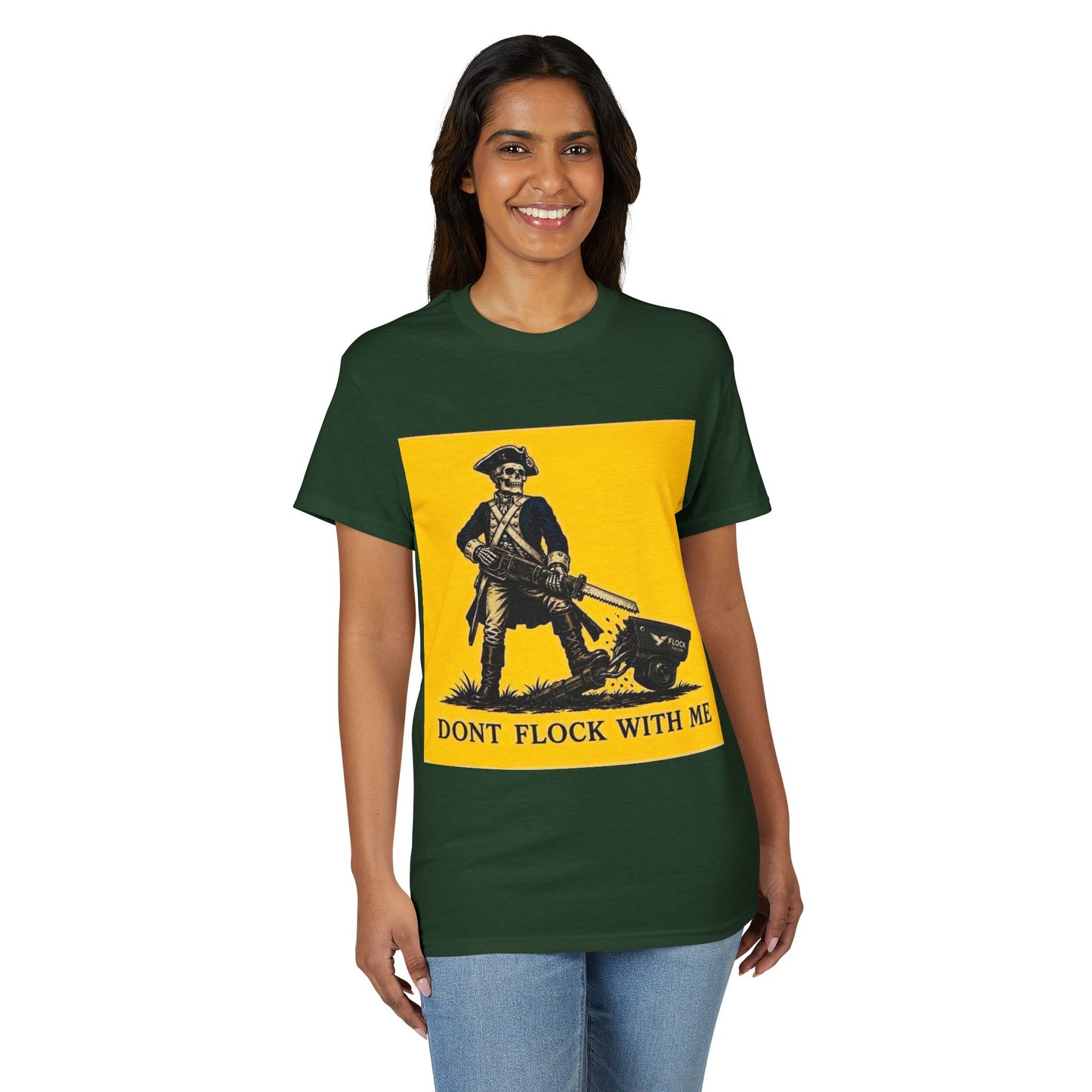 T‑Shirt — "Don't Flock With Me" Yellow Gadsden Style Graphic