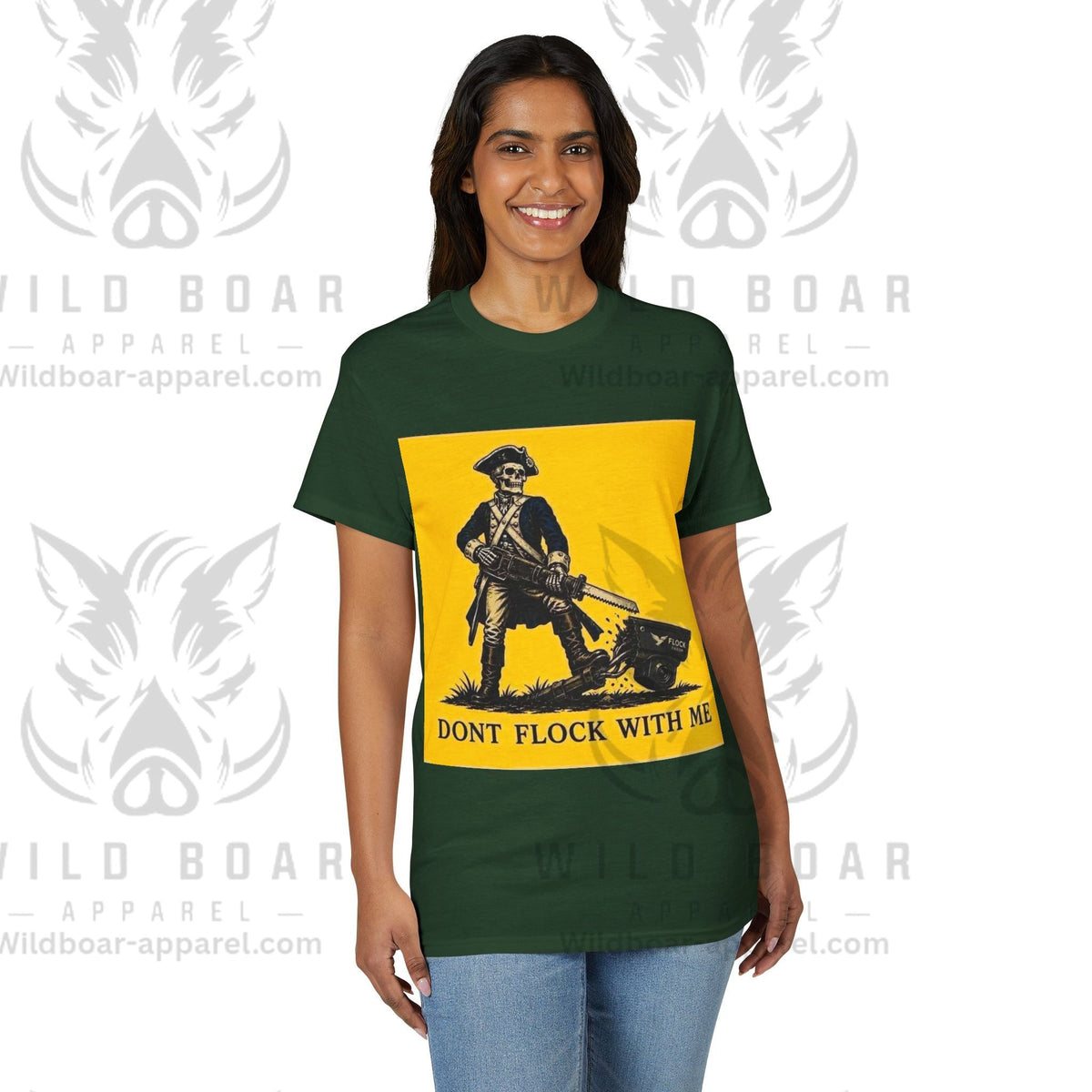 T‑Shirt — "Don't Flock With Me" Yellow Gadsden Style Graphic