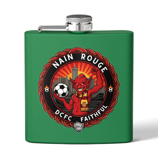 Nain Rouge Football Flask — Nain Rouge DCFC Faithful 6oz Stainless Steel Hip Flask