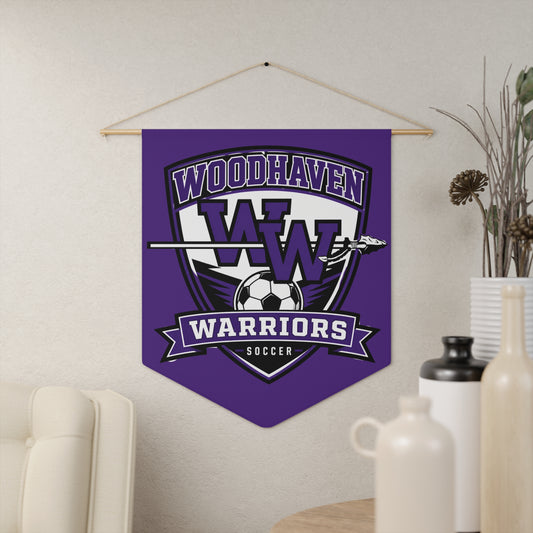 Woodhaven Warriors Soccer Pennant Banner - Purple Team Wall Flag