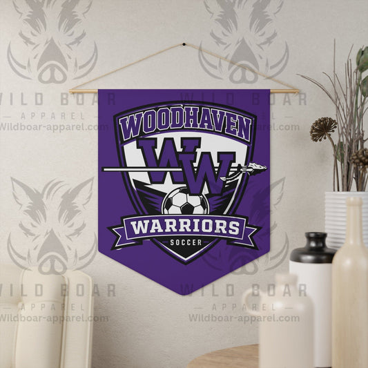 Woodhaven Warriors Soccer Pennant Banner - Purple Team Wall Flag