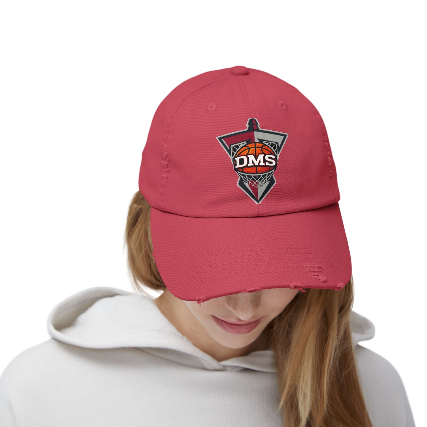 Distressed DMS Basketball Cap — Vintage Worn Dad Hat for Fans