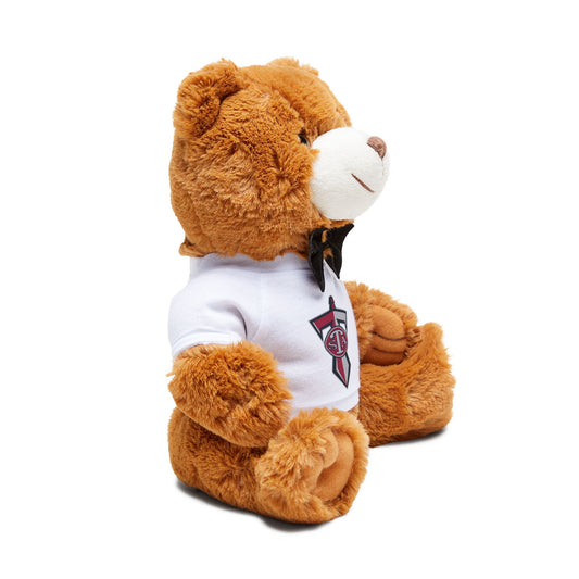 Embroidered Logo Teddy Bear with T‑Shirt & Bow — Plush Gift for Kids & Graduates