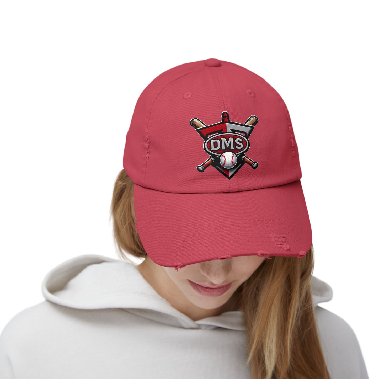 Baseball Emblem Distressed Cap — DMS Logo Dad Hat