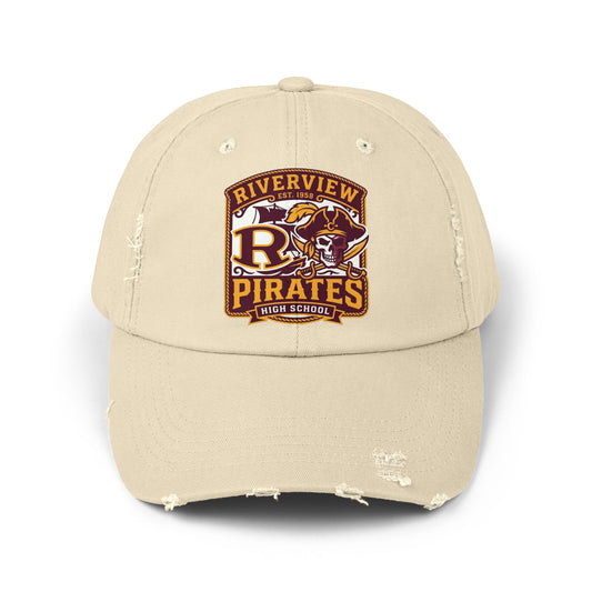 Distressed Pirates Baseball Cap — Riverview High School Logo Hat