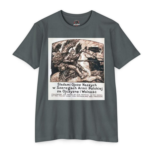 Polish Army Tribute T-Shirt — 'Śladami Ojców Naszych' Vintage Poster Tee
