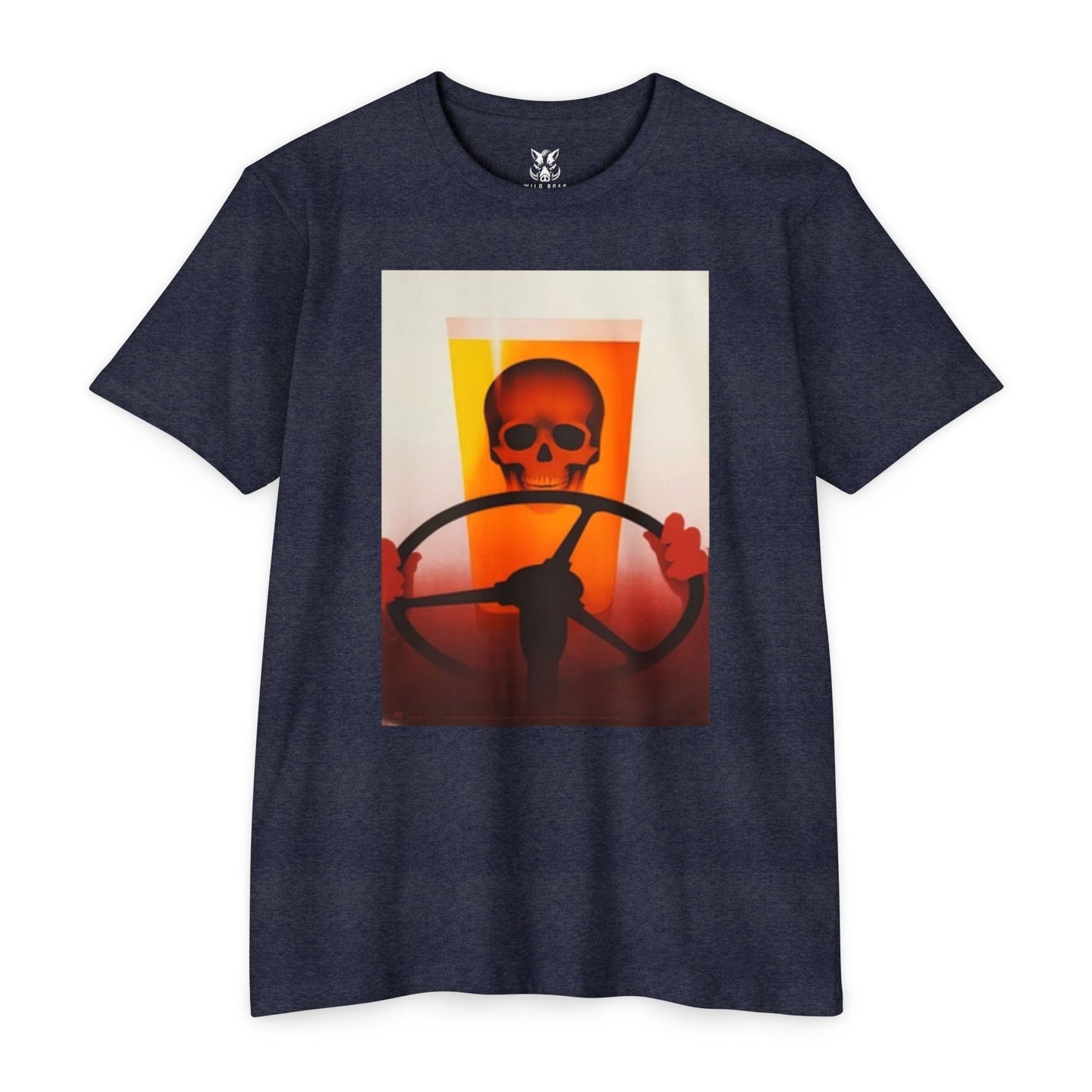 Skull Behind the Wheel T‑Shirt — Retro Sunset Driver Graphic Tee