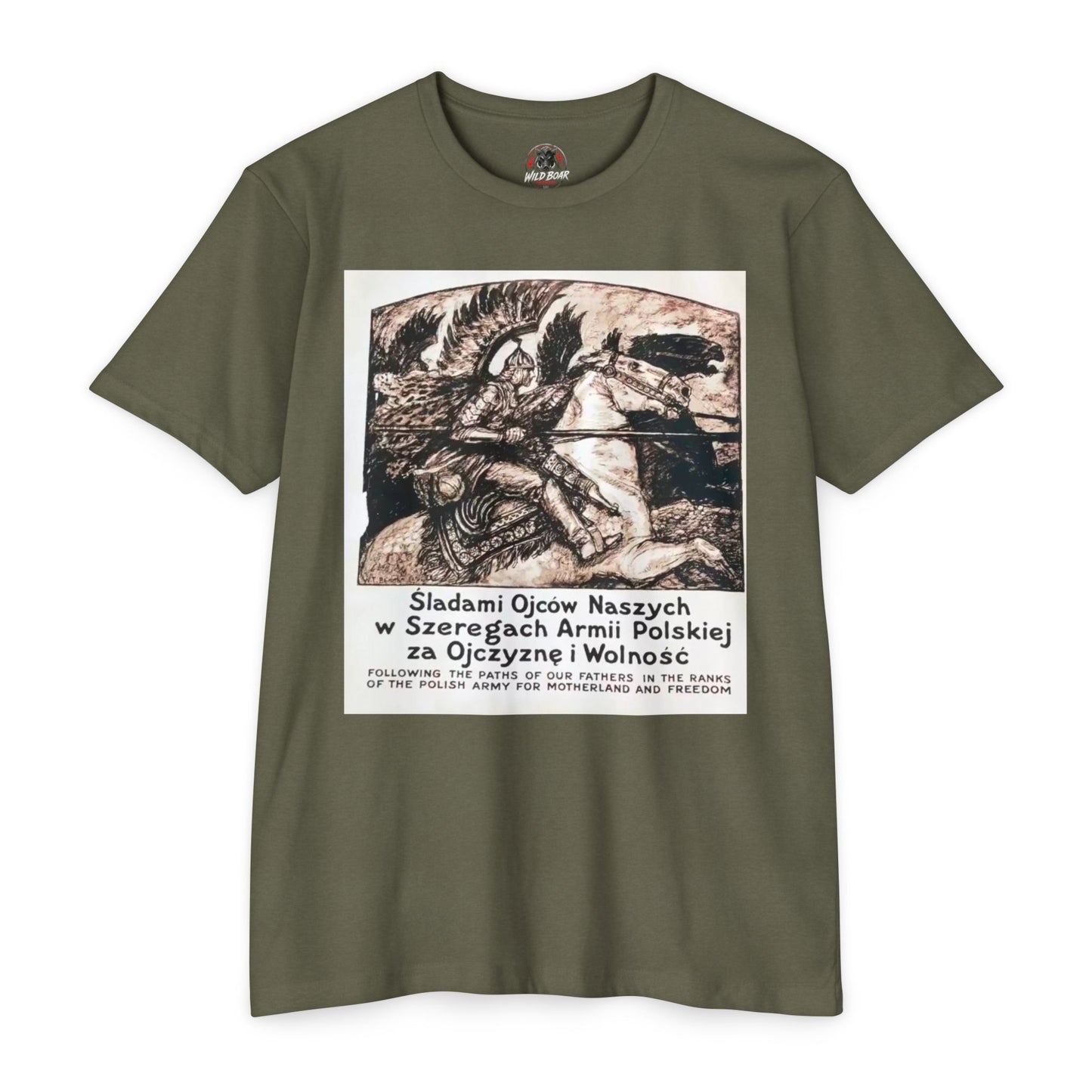Polish Army Tribute T-Shirt — 'Śladami Ojców Naszych' Vintage Poster Tee