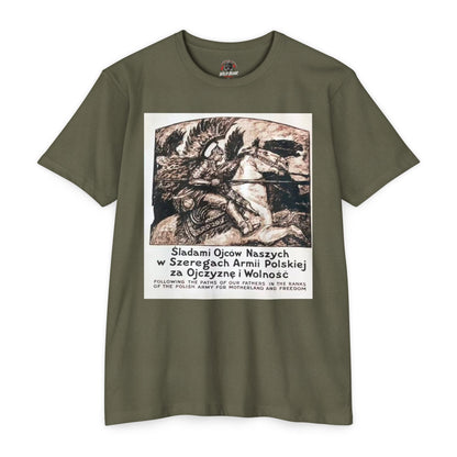 Polish Army Tribute T-Shirt — 'Śladami Ojców Naszych' Vintage Poster Tee