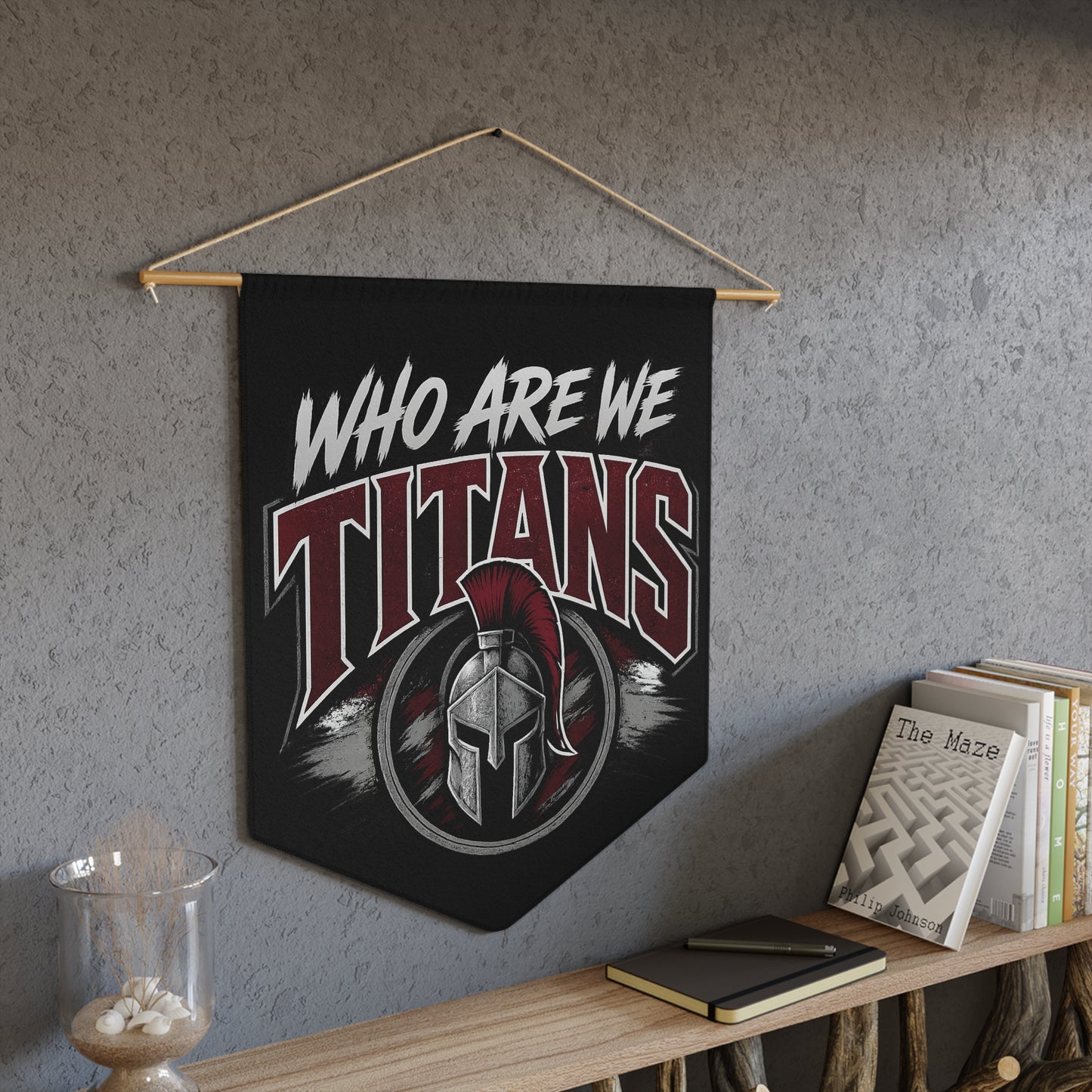 Who Are We Titans Pennant — Spartan Helmet Team Banner