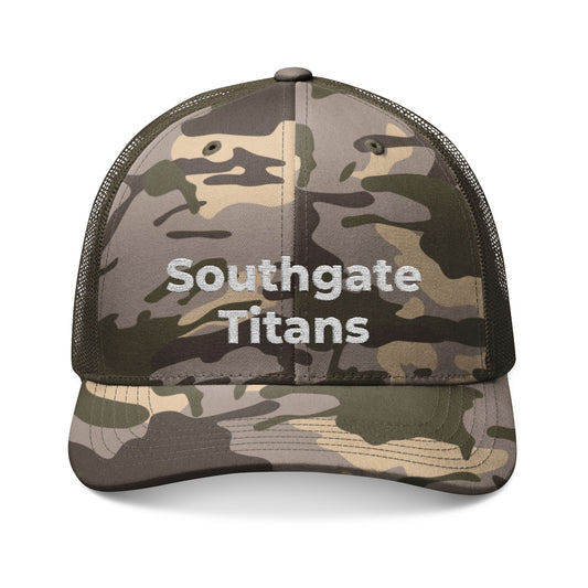 Camo Trucker Hat — Embroidered 'Southgate' Mesh Back Cap