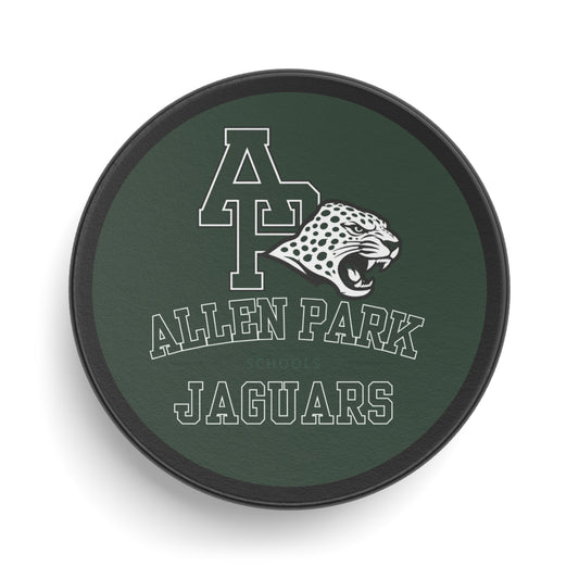 Allen Park Jaguars Hockey Puck – Green Team Logo Puck