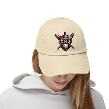 Baseball Emblem Distressed Cap — DMS Logo Dad Hat