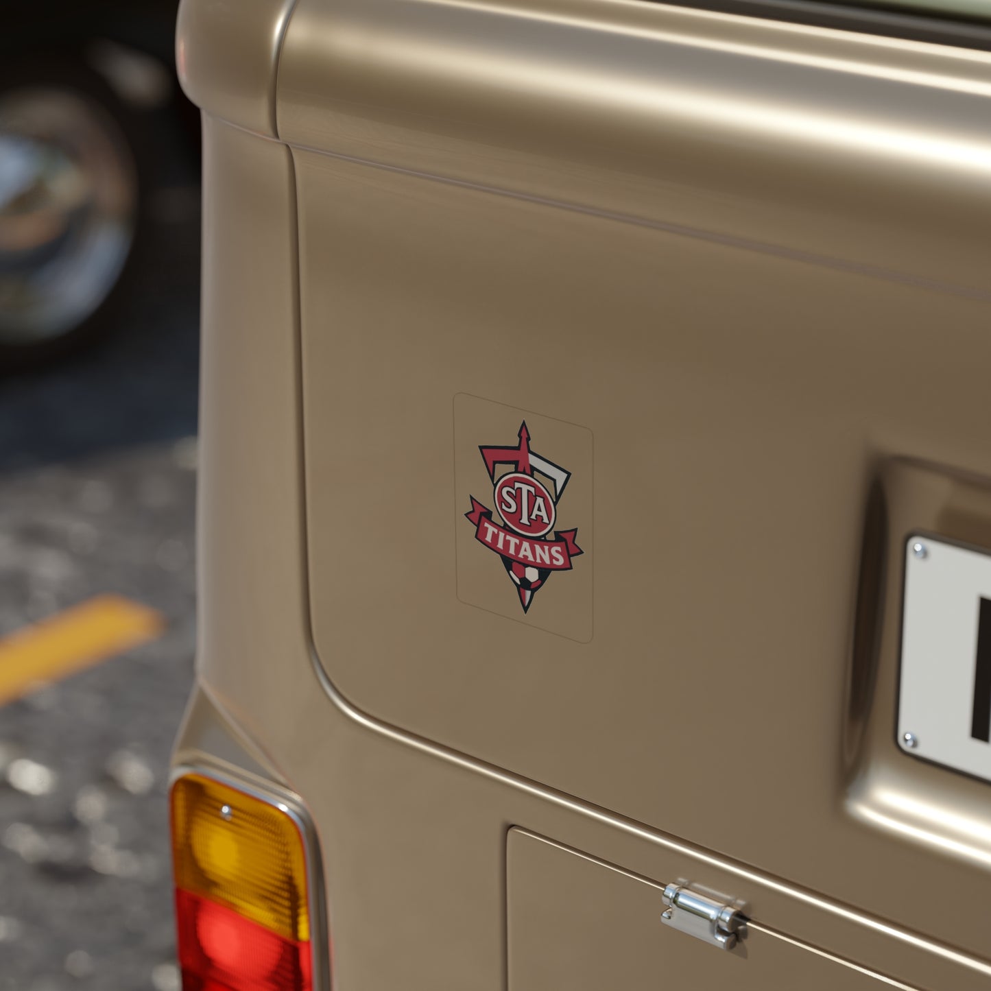 STA Titans Die-Cut Outdoor Sticker — Transparent School Soccer Logo