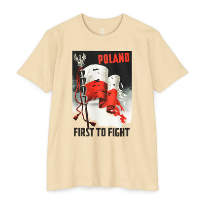 Poland "First to Fight" T-Shirt — Polish Flag Vintage Military Pride Tee