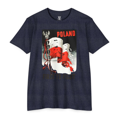 Poland "First to Fight" T-Shirt — Polish Flag Vintage Military Pride Tee