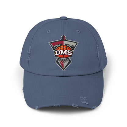 Distressed DMS Basketball Cap — Vintage Worn Dad Hat for Fans