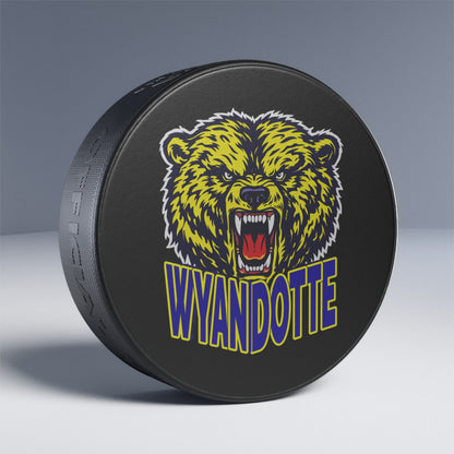 Wyandotte Bear Hockey Puck — Team Logo Replica Puck