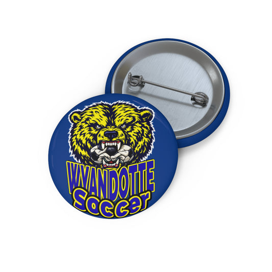 Wyandotte Soccer Bear Logo Pin Button — School Spirit Club Team Badge
