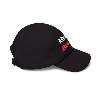 Dad Cap - "My Wife Beats Me" Funny Embroidered Baseball Hat for Gag Gifts