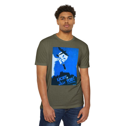 Skull Cowboy Graphic T-Shirt — 'Licht sein Tod' Blue Vintage Poster Tee