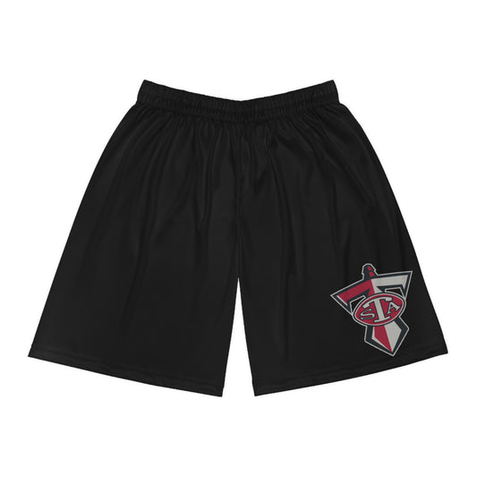 Black Basketball Shorts with STA Crest — Athletic Gym & Streetwear