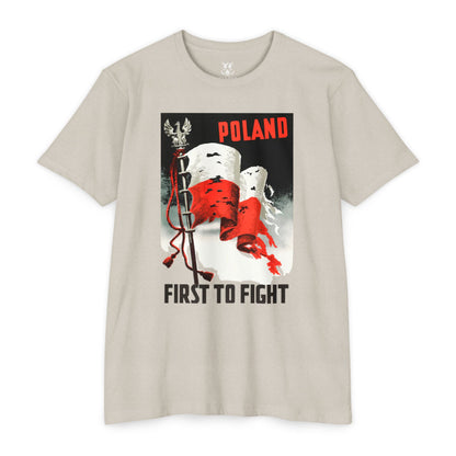 Poland "First to Fight" T-Shirt — Polish Flag Vintage Military Pride Tee