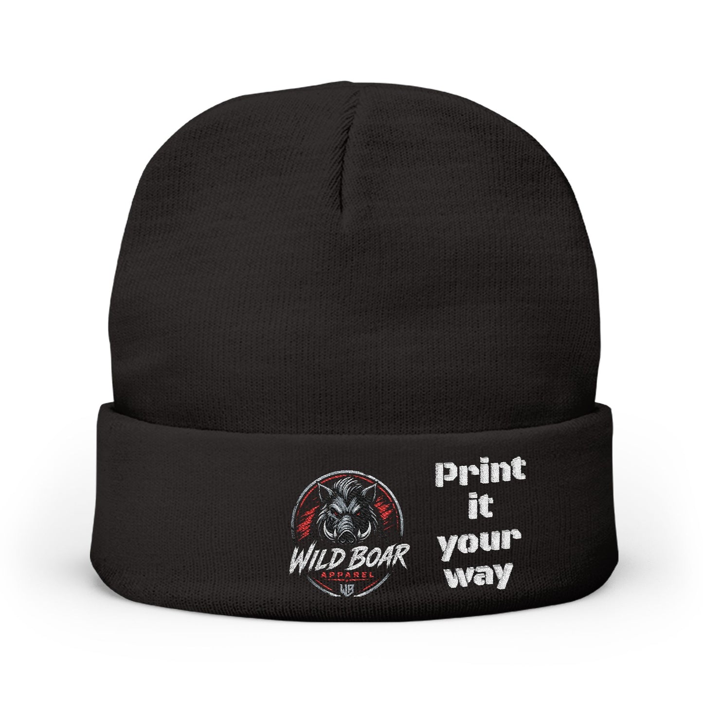 Embroidered Wild Boar Apparel Knit Beanie — Winter Hat