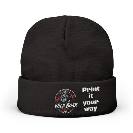Embroidered Wild Boar Apparel Knit Beanie — Winter Hat
