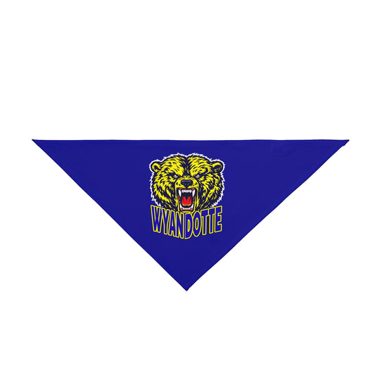 Wyandotte Bear Pet Bandana - Blue School Mascot Dog & Cat Accessory