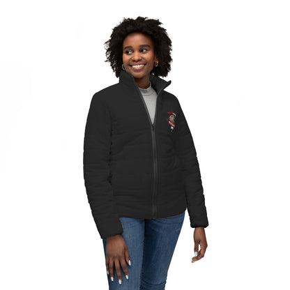 Women’s Puffer Jacket – Retro “Titans” Logo Lightweight Quilted Coat