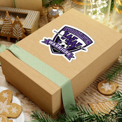 Woodhaven Warriors Soccer Sticker — Purple Shield Kiss-Cut Decal