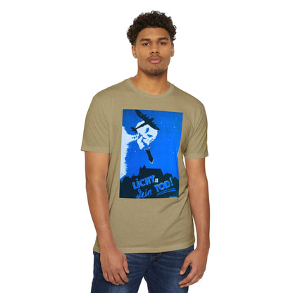 Skull Cowboy Graphic T-Shirt — 'Licht sein Tod' Blue Vintage Poster Tee