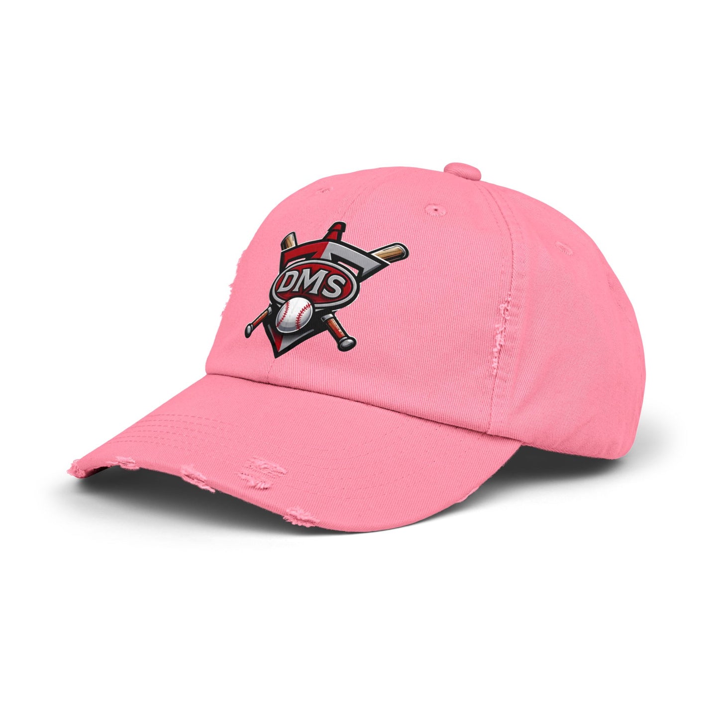 Baseball Emblem Distressed Cap — DMS Logo Dad Hat