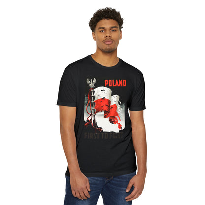 Poland "First to Fight" T-Shirt — Polish Flag Vintage Military Pride Tee
