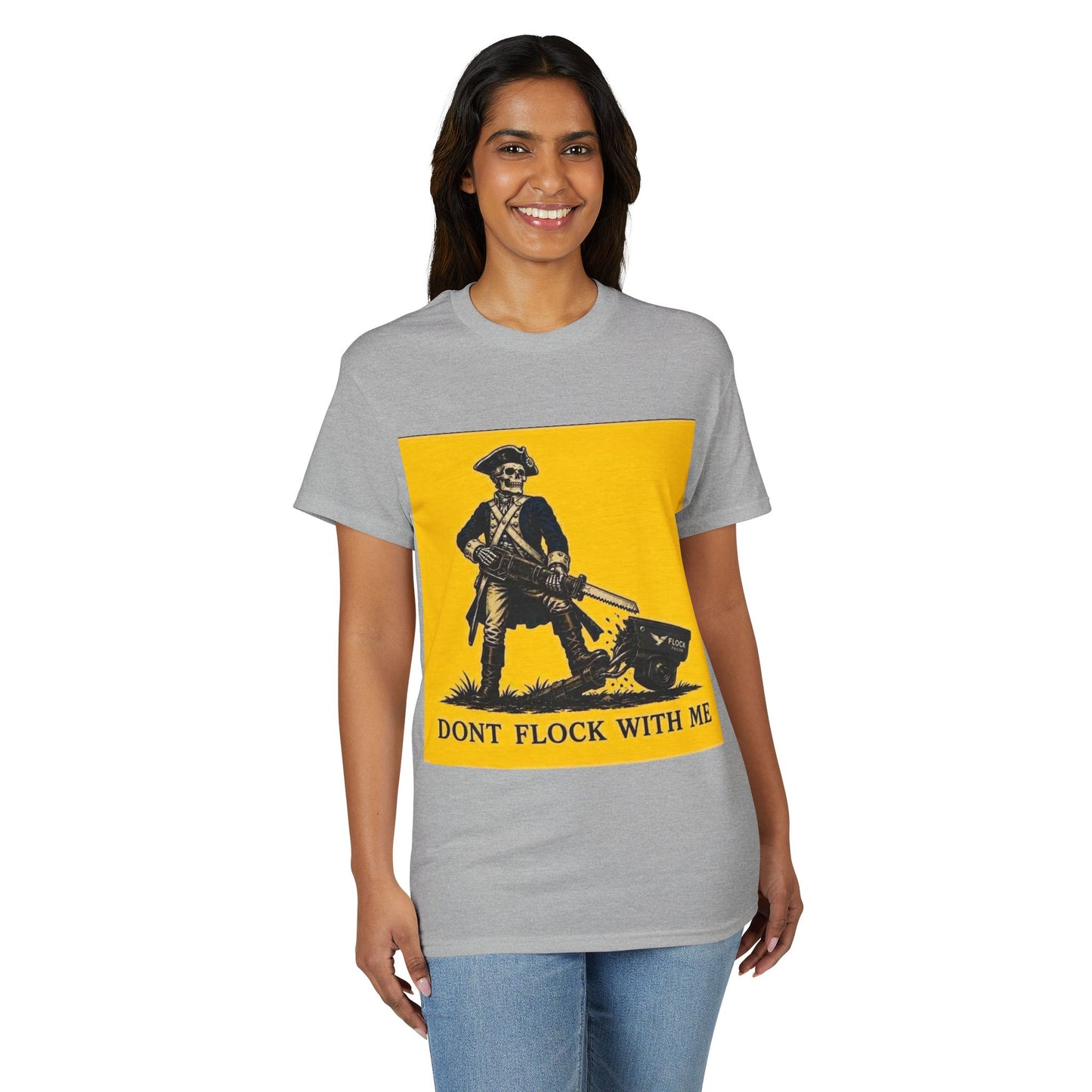 T‑Shirt — "Don't Flock With Me" Yellow Gadsden Style Graphic