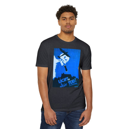 Skull Cowboy Graphic T-Shirt — 'Licht sein Tod' Blue Vintage Poster Tee