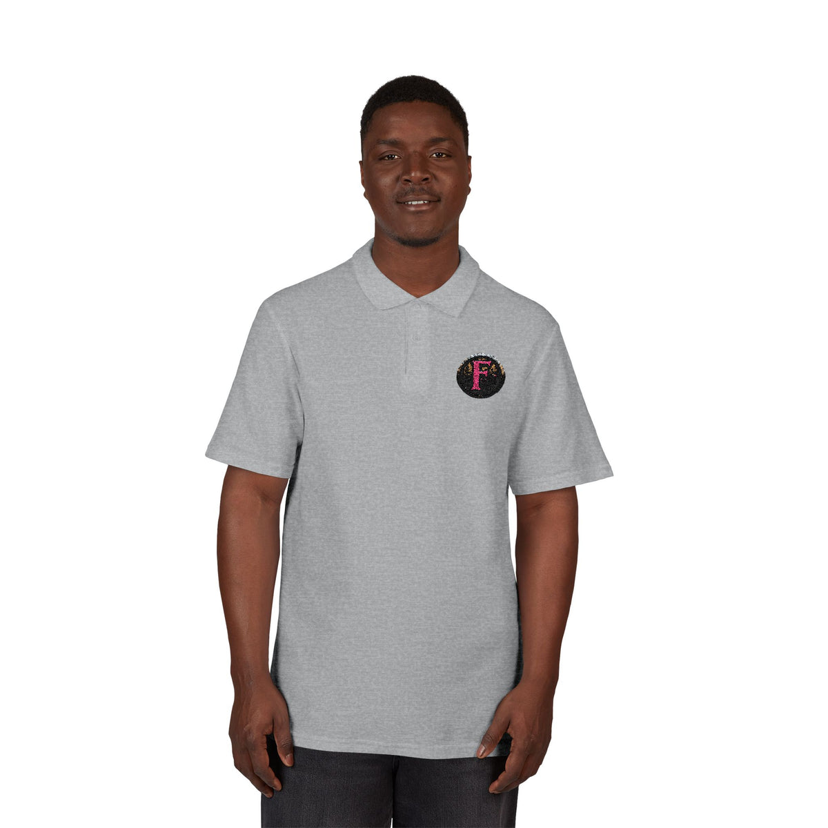 Embroidered "F" ShieldPolo Shirt — Women's Gothic Logo Pique Polo