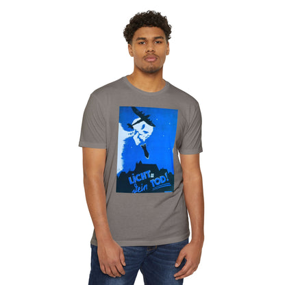 Skull Cowboy Graphic T-Shirt — 'Licht sein Tod' Blue Vintage Poster Tee