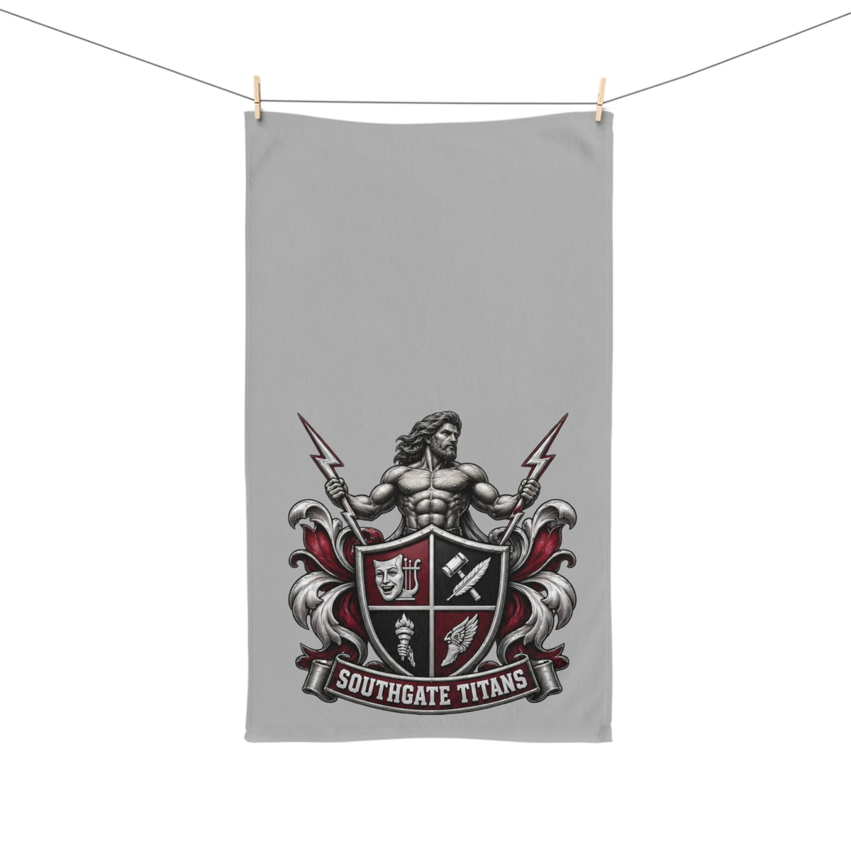 Southgate Titans Hand Towel — Vintage Shield & Trident Sports Team Crest
