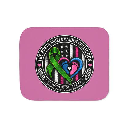 Sherpa Blanket - Cerebral Palsy & NICU Awareness Ribbon Heart Design (Honor of Freya)