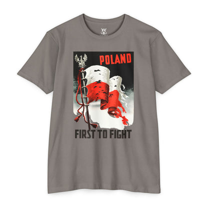Poland "First to Fight" T-Shirt — Polish Flag Vintage Military Pride Tee